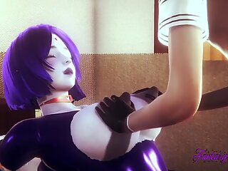 3D Hentai - Raven boobjob and fingering - Japanese manga anime porn