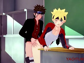 Boruto Naruto Yaoi - Kiba Fucks Boruto In the academy'_s table